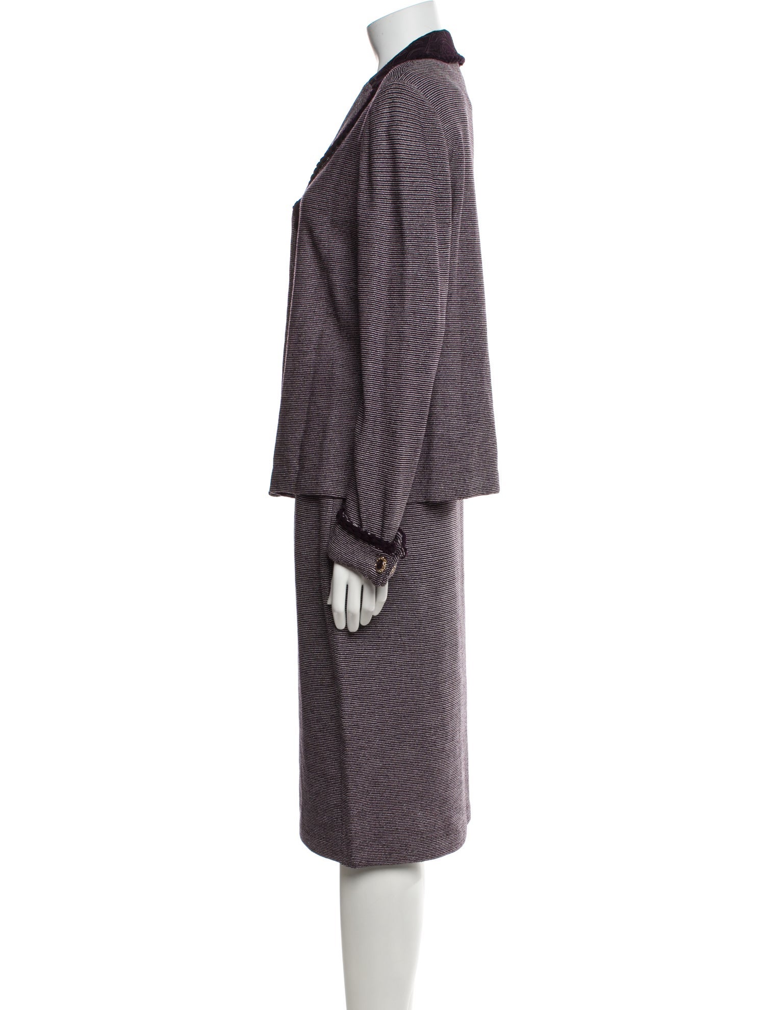 St. John Collection Wool Striped Skirt Set