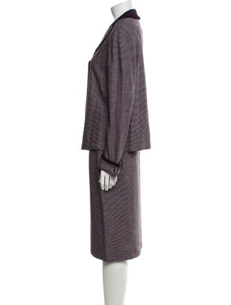 St. John Collection Wool Striped Skirt Set