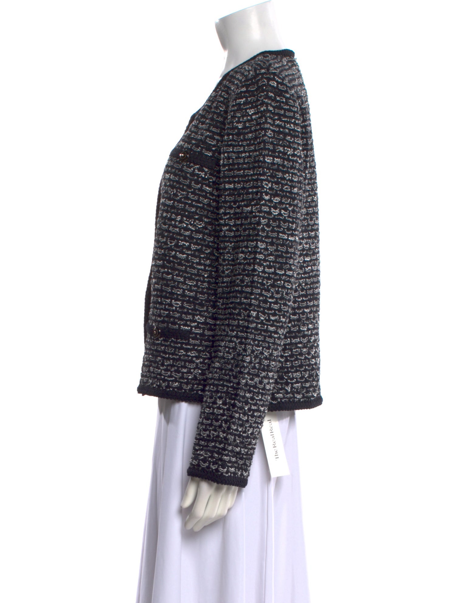 St. John Collection Tweed Pattern Scoop Neck Sweater