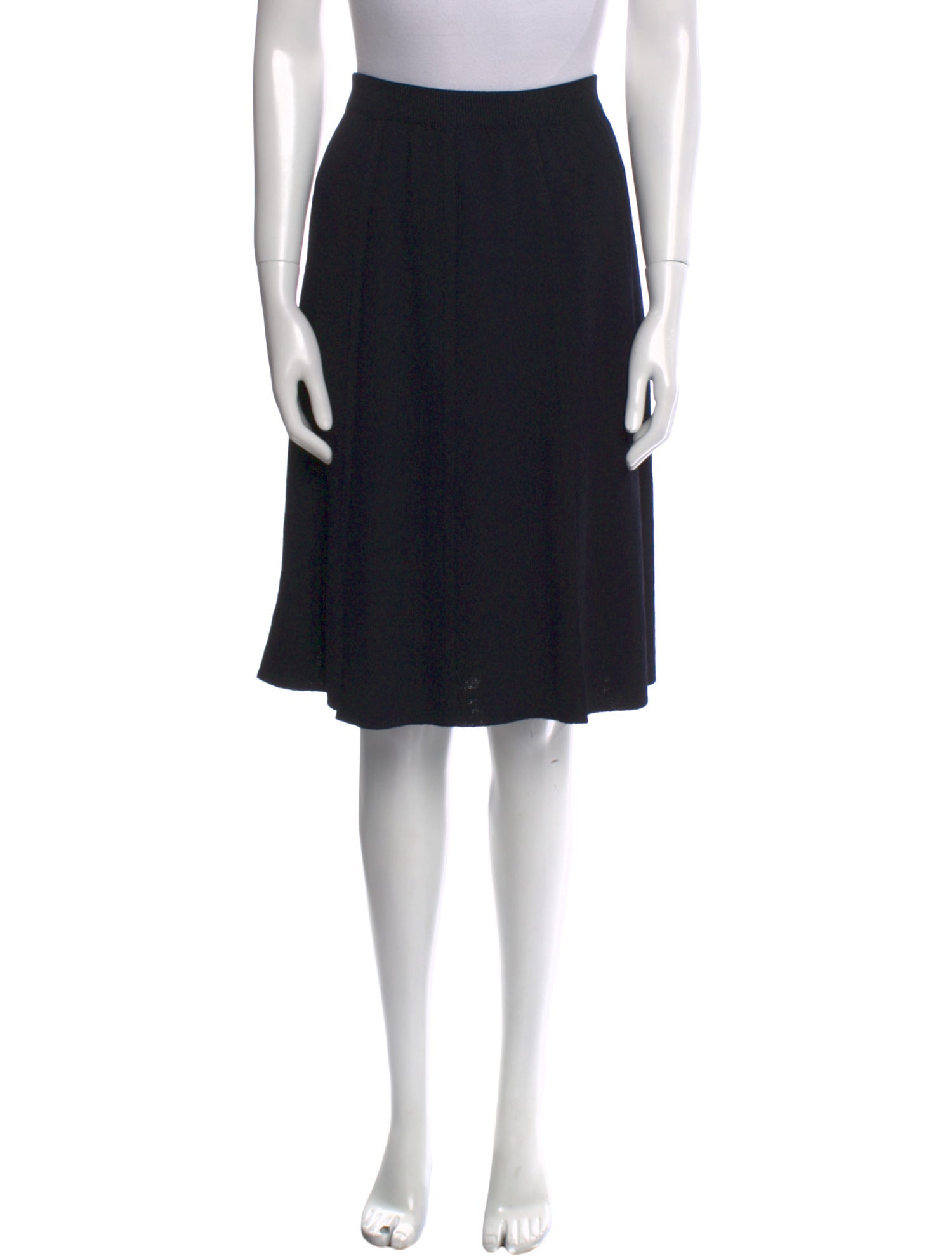 St. John Collection Leather Trim Embellishment Knee-Length Skirt