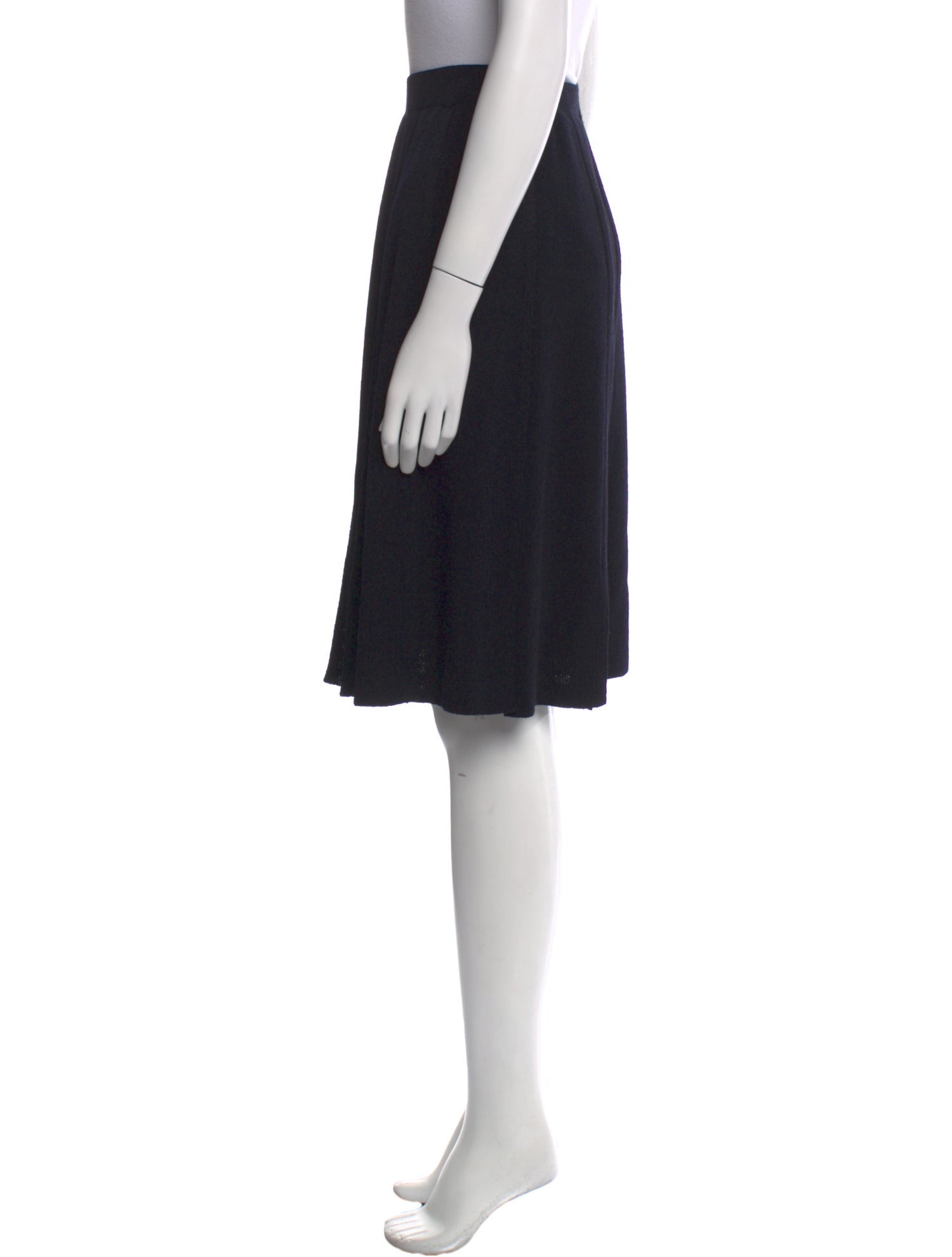 St. John Collection Leather Trim Embellishment Knee-Length Skirt