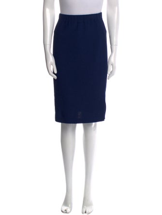 St. John Collection Leather Trim Embellishment Knee-Length Skirt