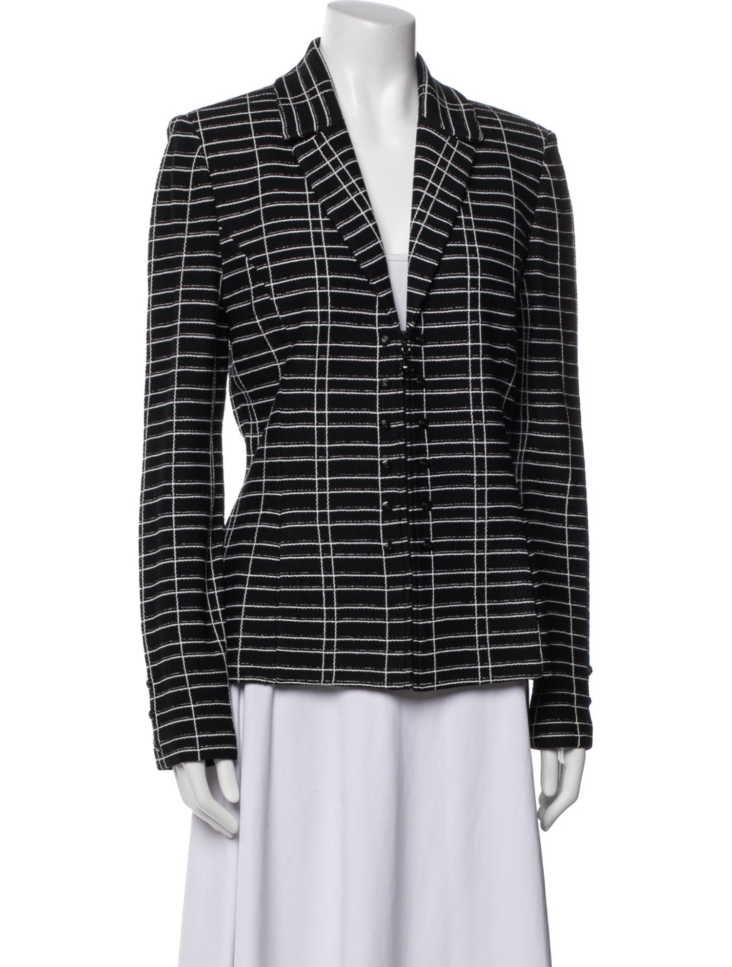 St. John Collection Wool Plaid Print Blazer