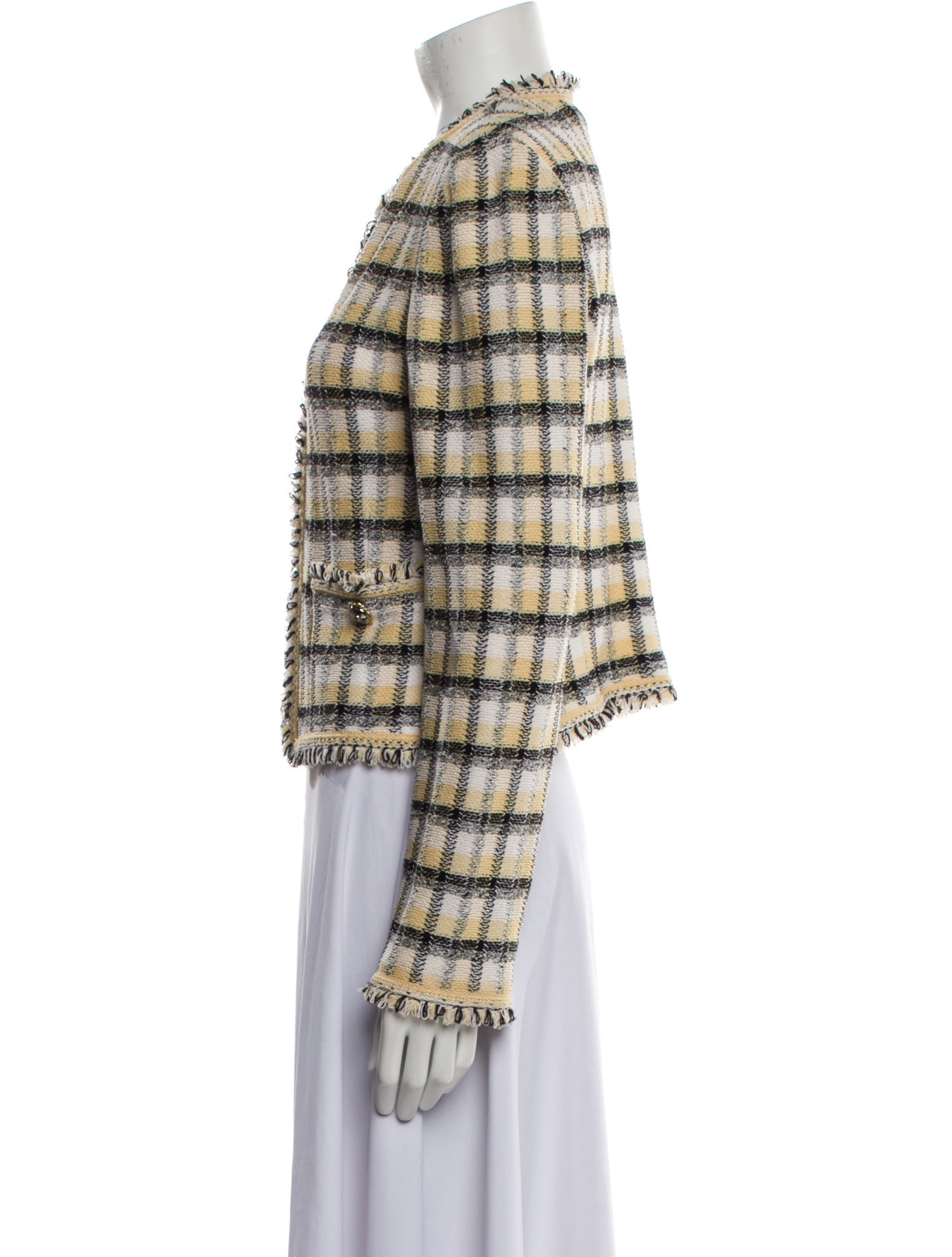 St. John Collection Wool Plaid Print Evening Jacket