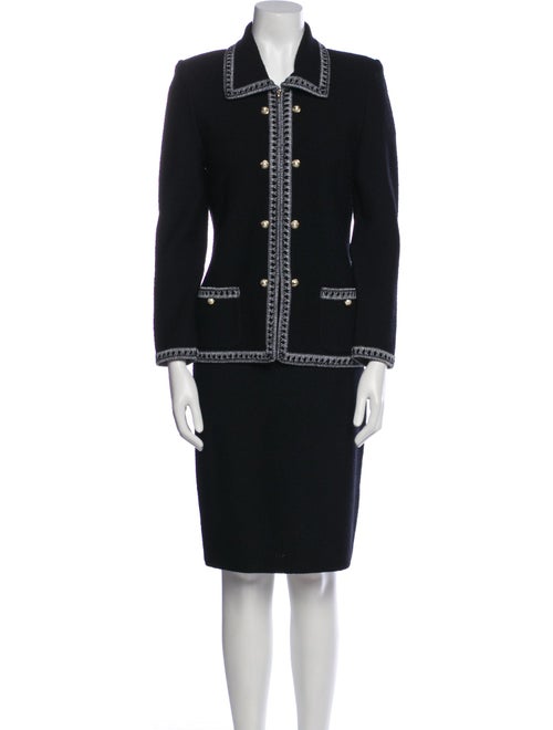 St. John Collection Patterned Embroidered Accent Skirt Suit