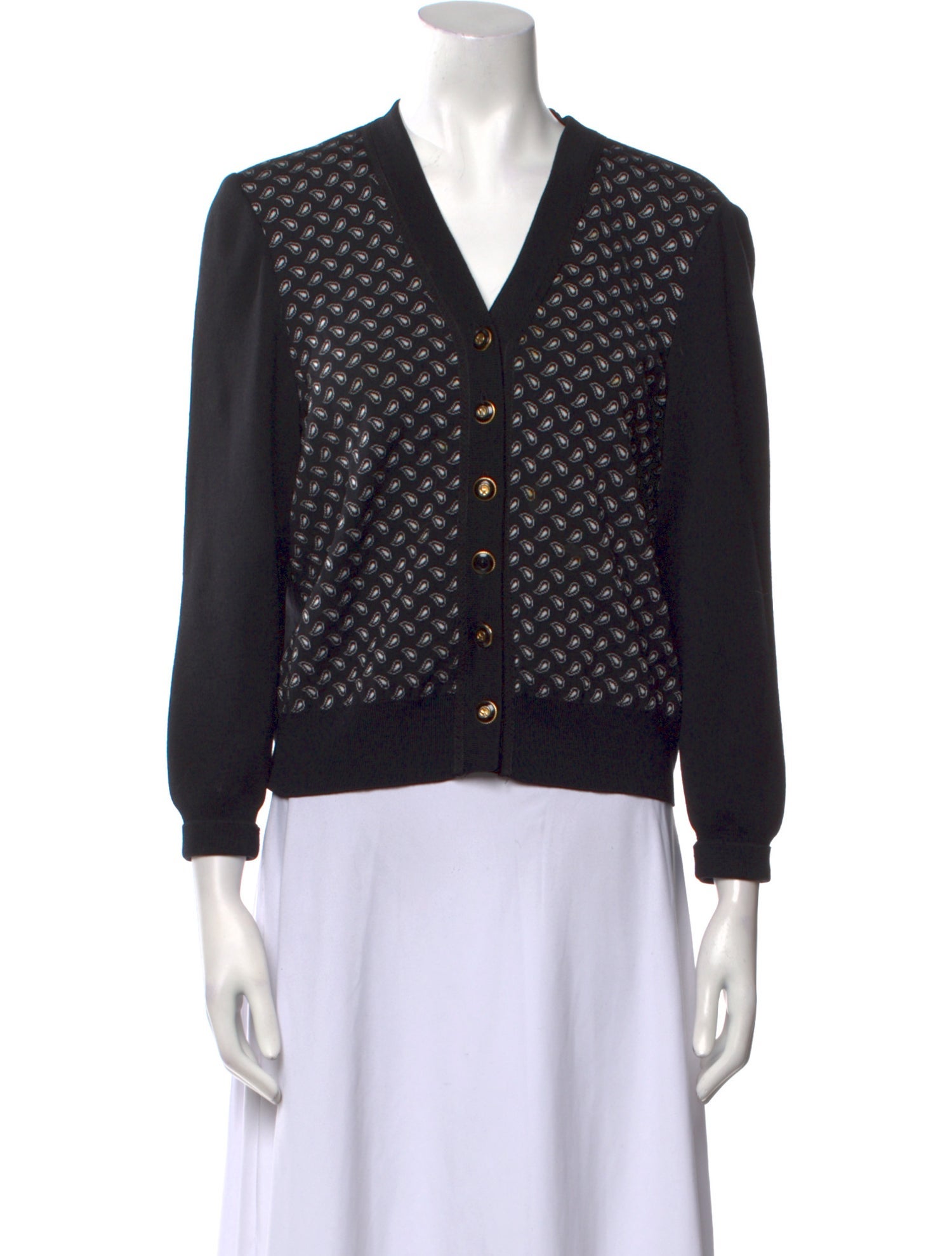 St. John Collection Printed V-Neck Sweater