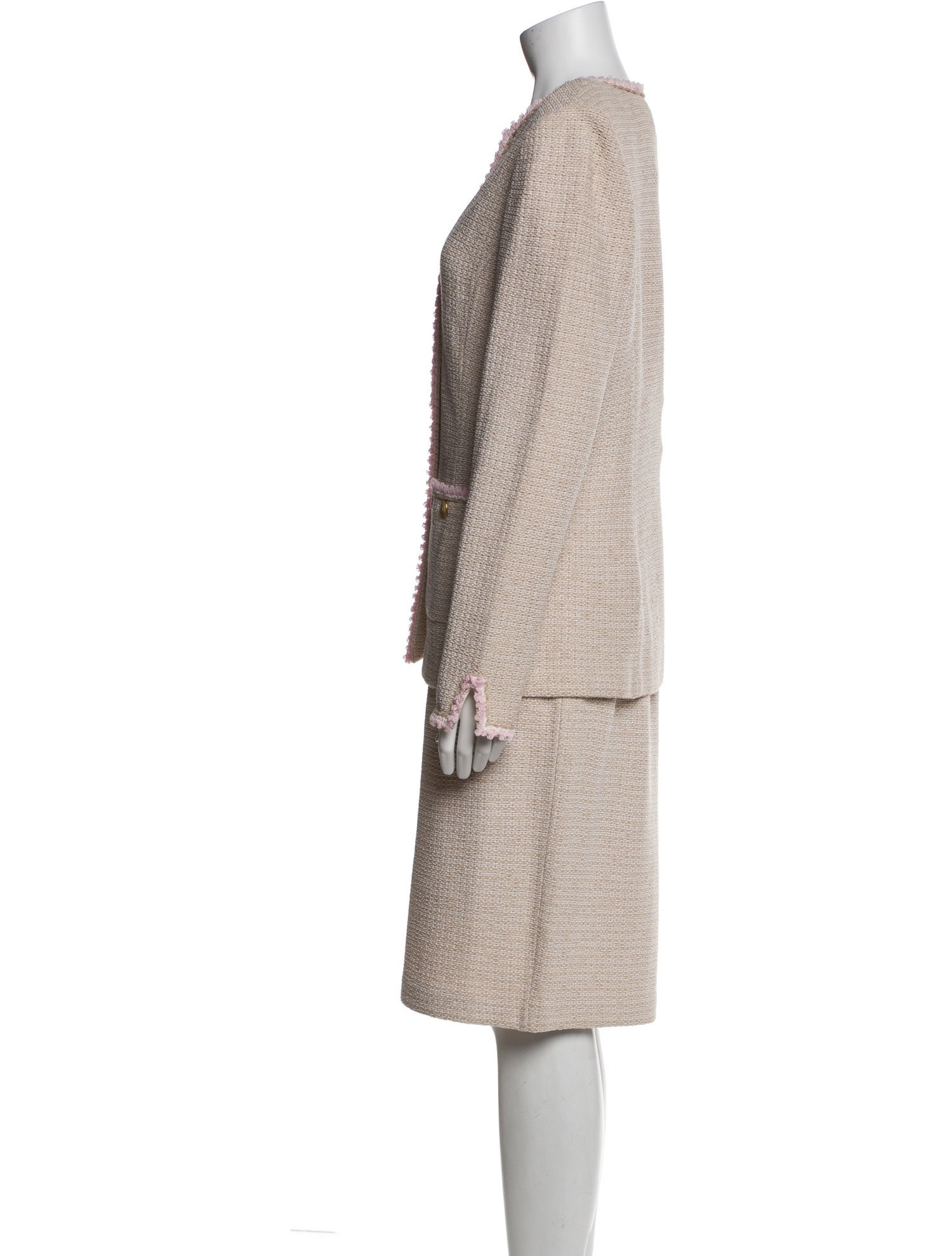 St. John Collection Wool Tweed Pattern Skirt Set