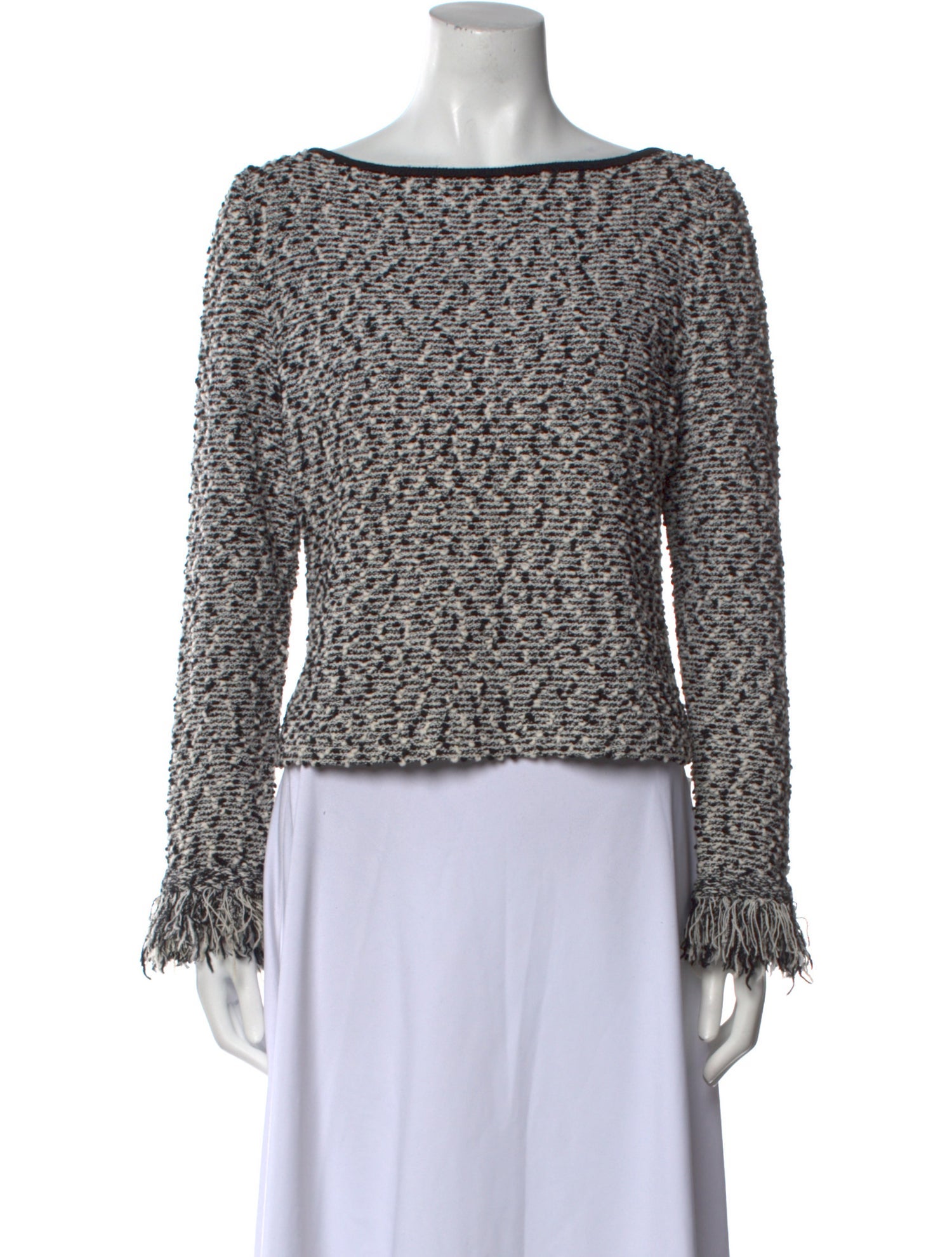 St. John Collection Printed Bateau Neckline Crop Top