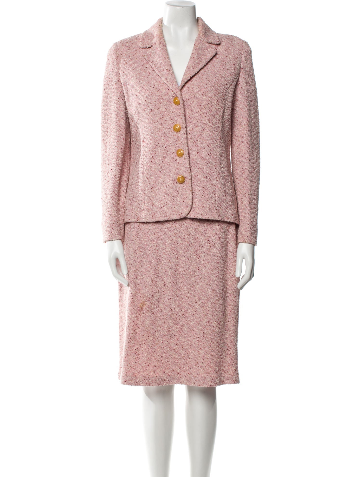 St. John Collection Tweed Printed Skirt Suit