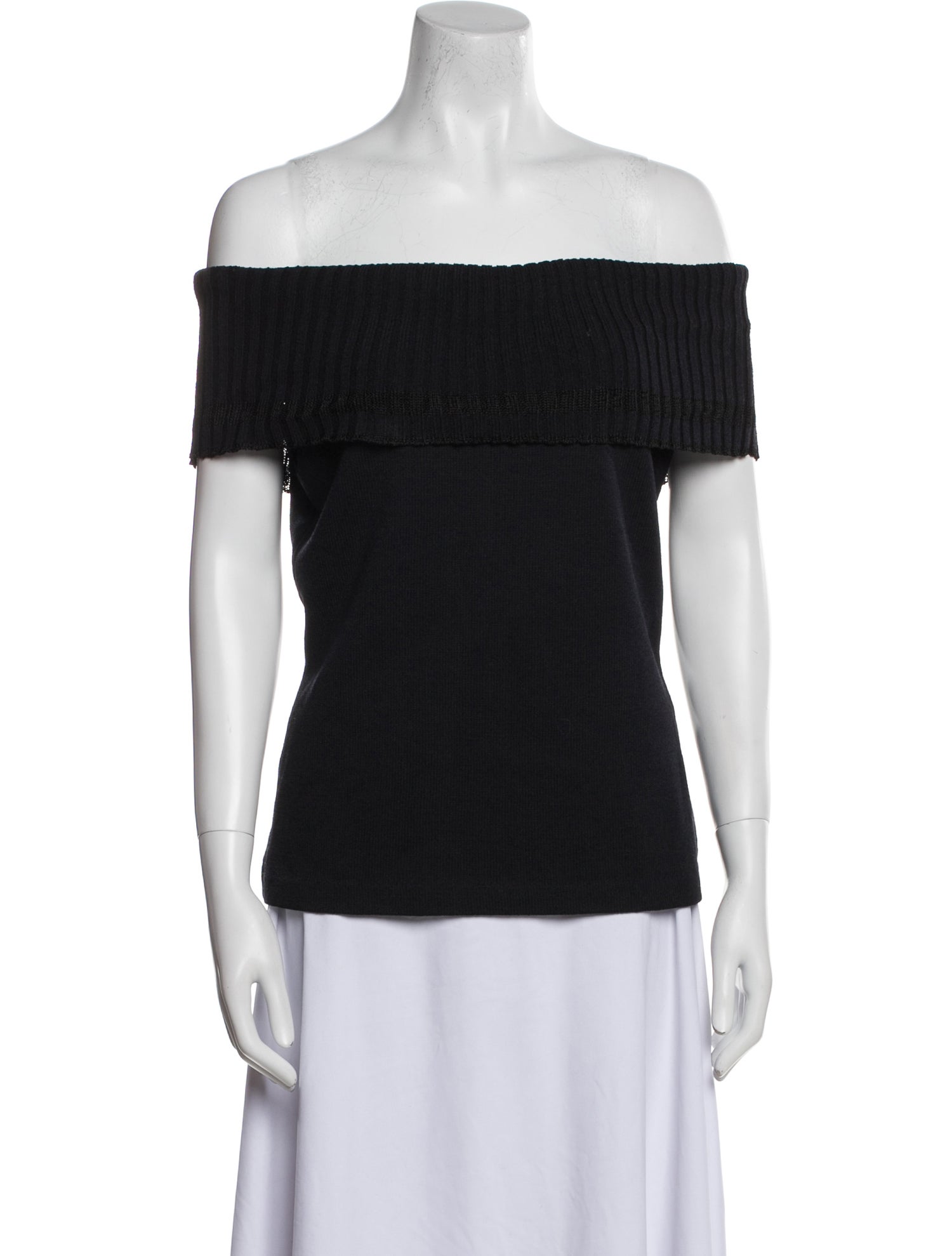 St. John Collection Wool Off-The-Shoulder Top