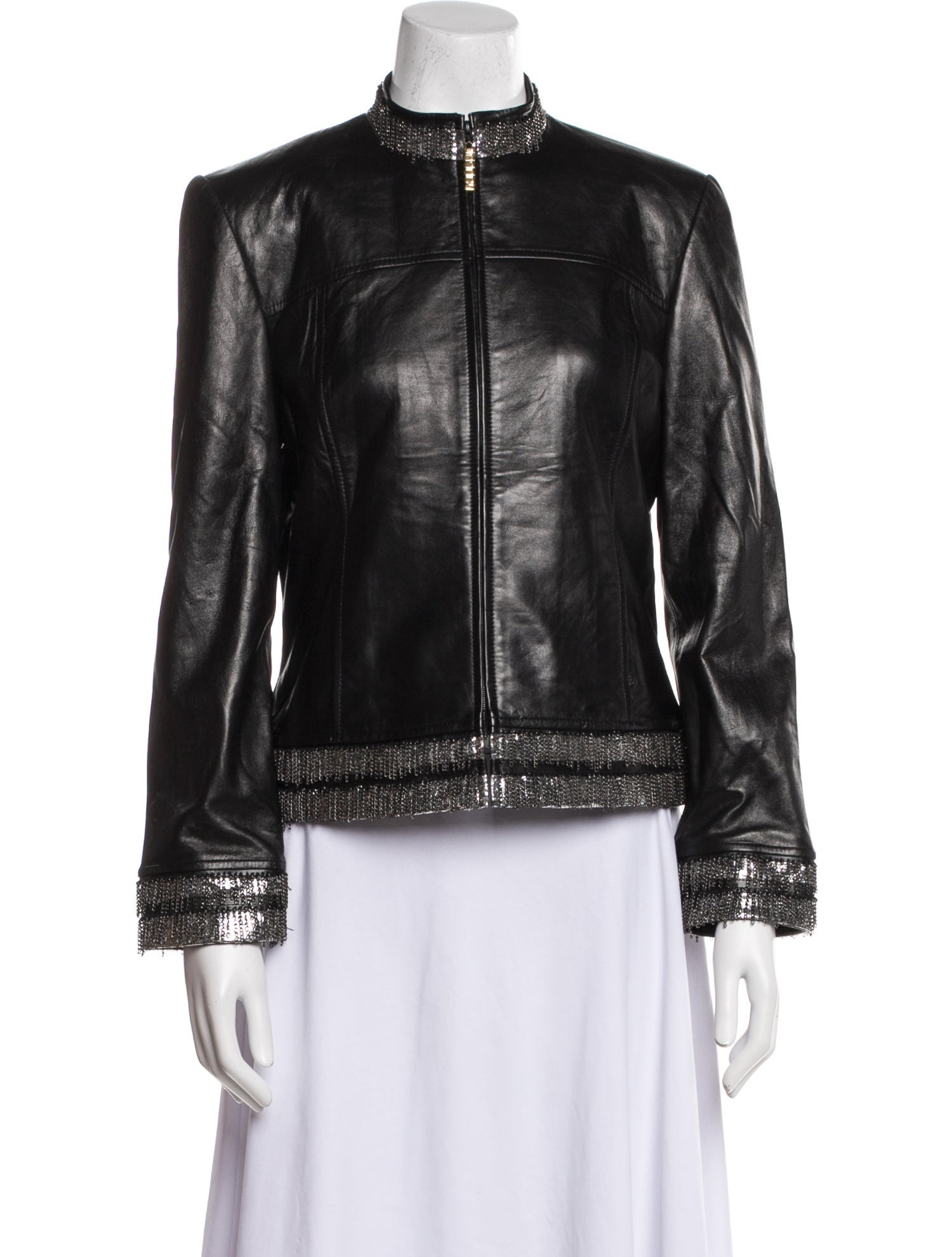 St. John Collection Leather Biker Jacket