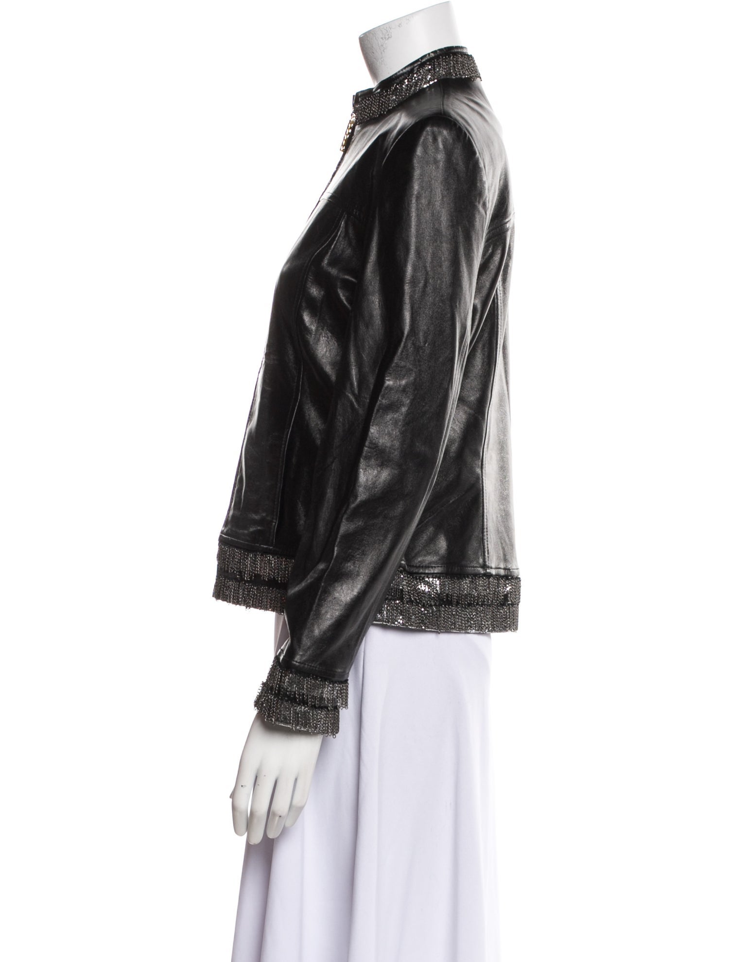 St. John Collection Leather Biker Jacket