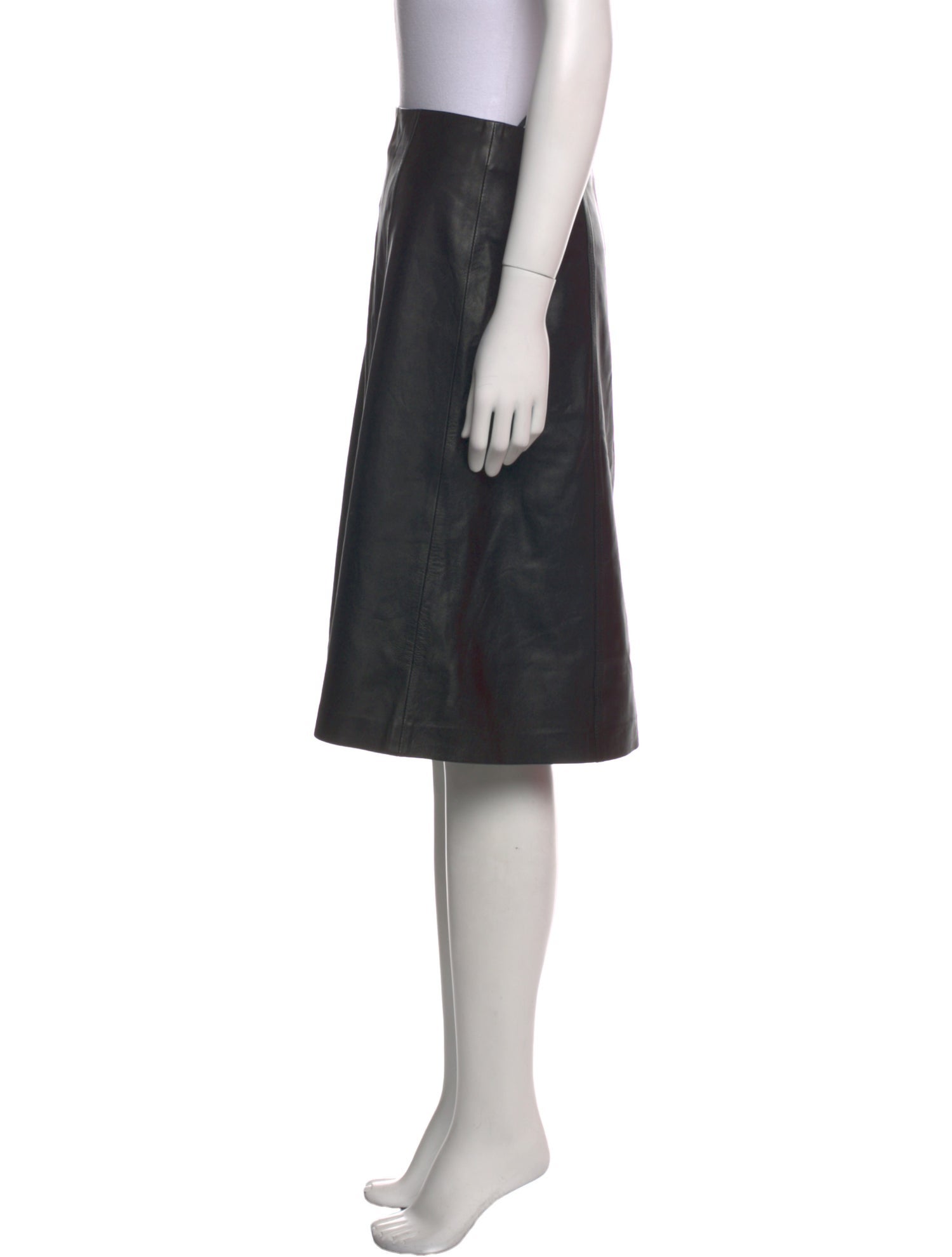 St. John Collection Leather Knee-Length Skirt