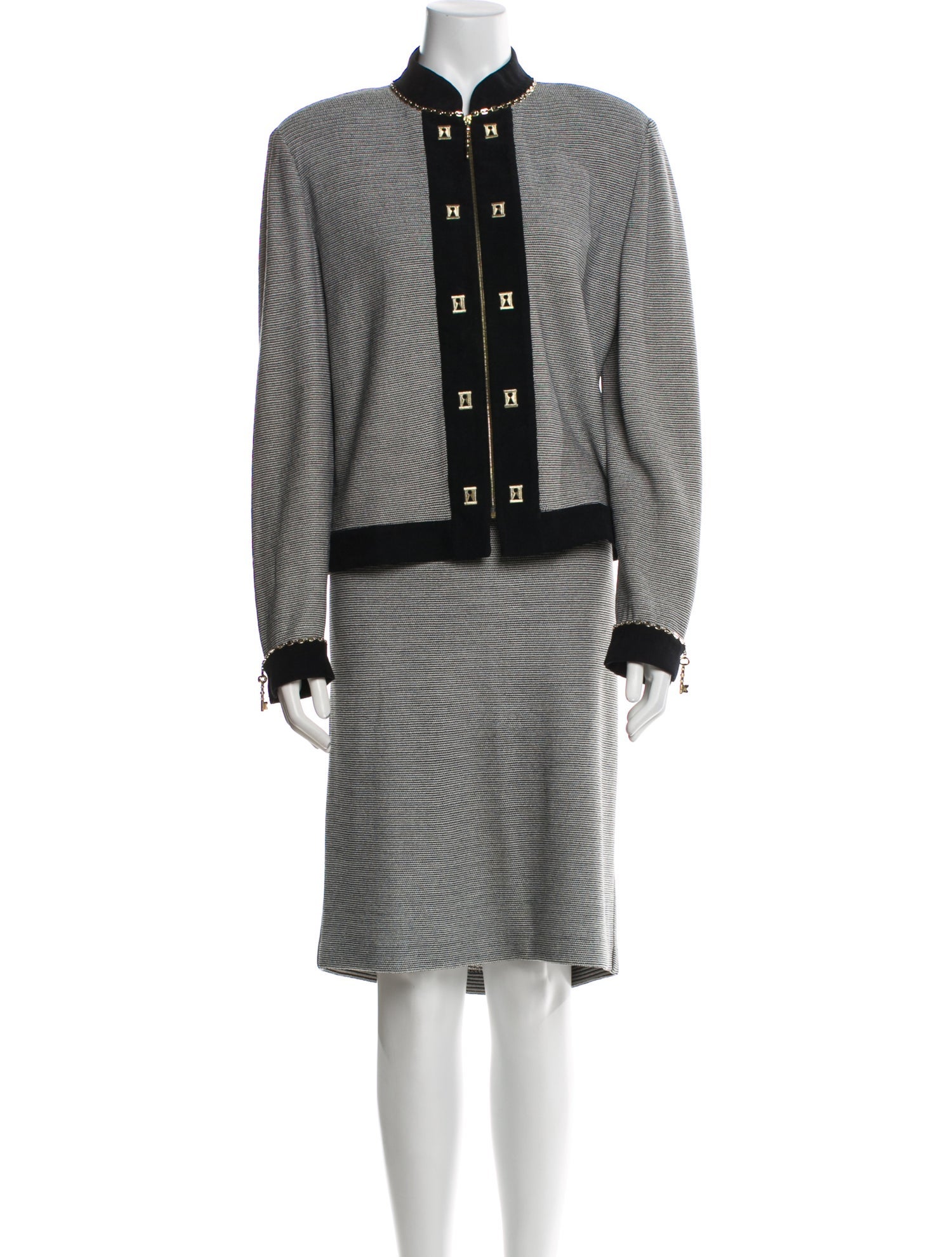St. John Collection Wool Striped Skirt Set