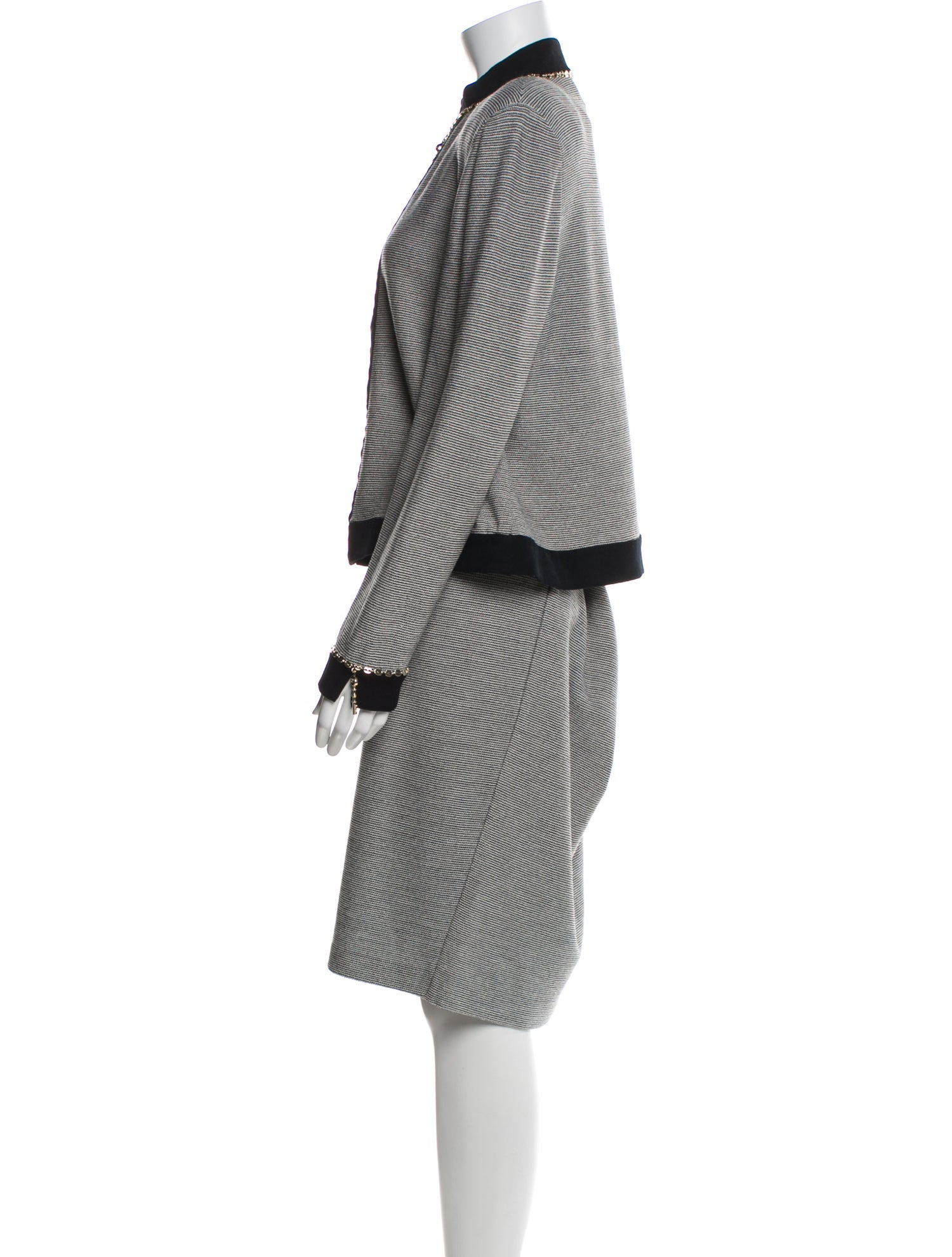 St. John Collection Wool Striped Skirt Set