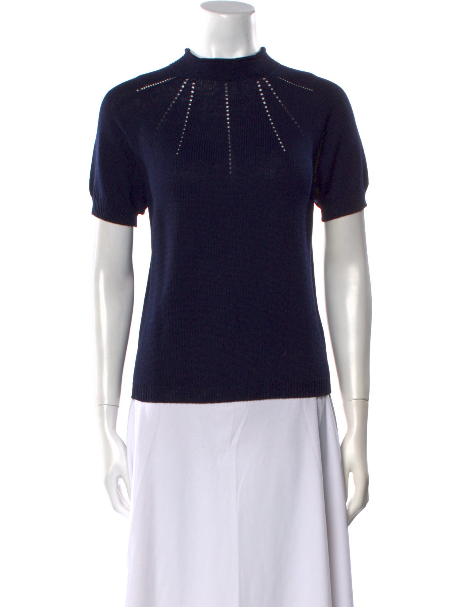 St. John Collection Wool Mock Neck T-Shirt