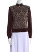 St. John Collection Animal Print Mock Neck Sweater