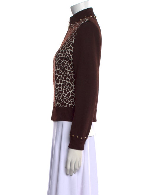 St. John Collection Animal Print Mock Neck Sweater