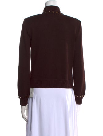 St. John Collection Animal Print Mock Neck Sweater