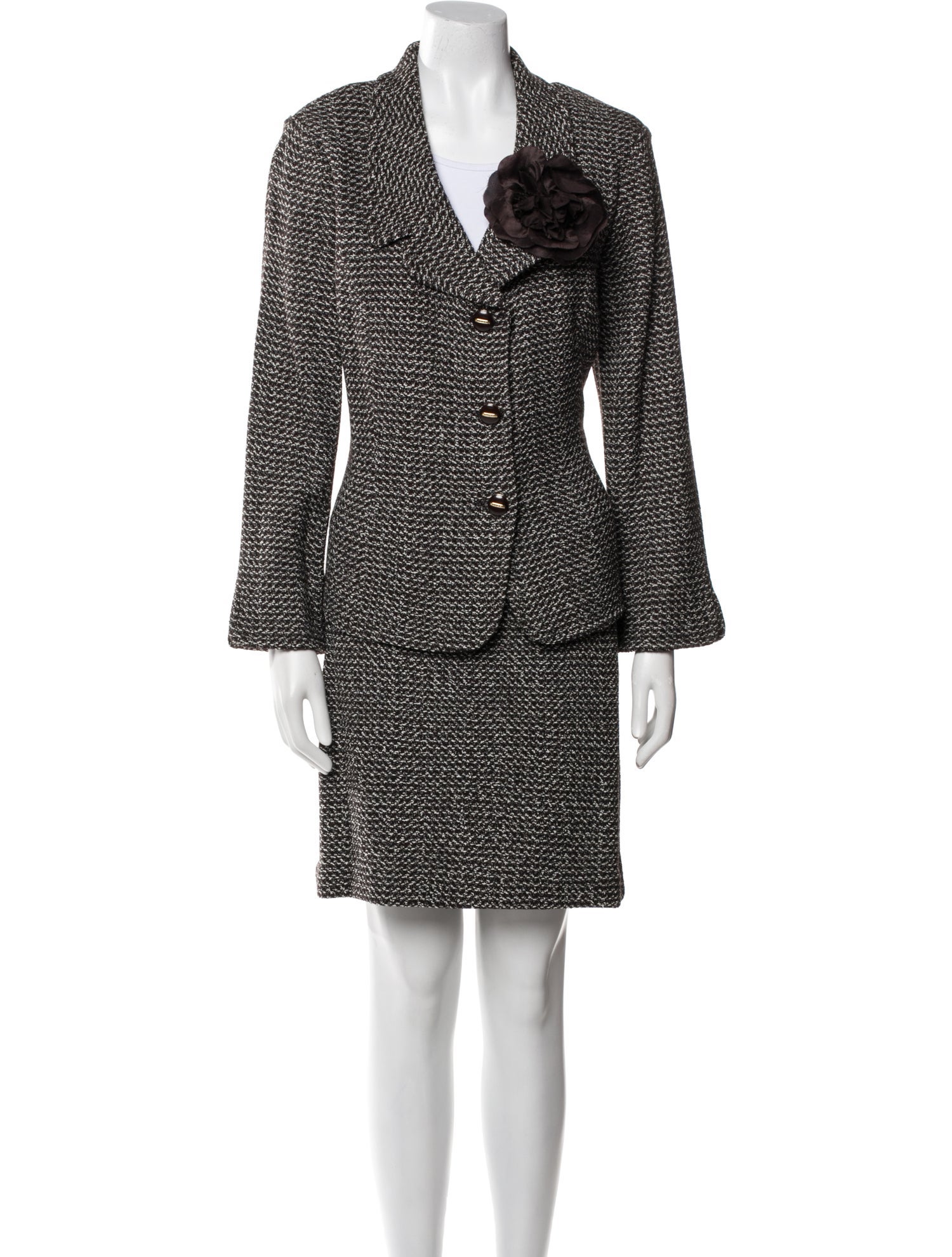 St. John Collection Wool Tweed Pattern Skirt Set