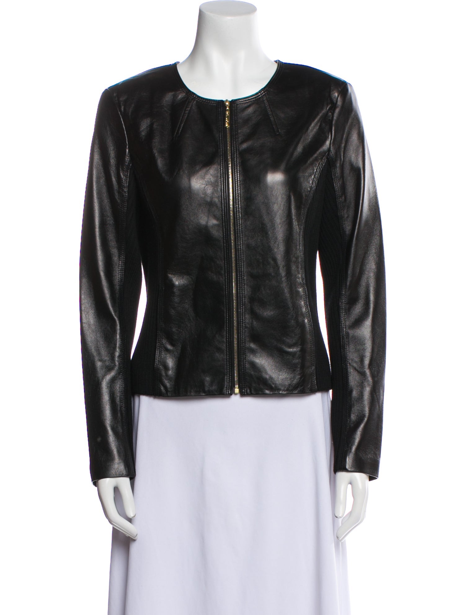 St. John Collection Leather Biker Jacket