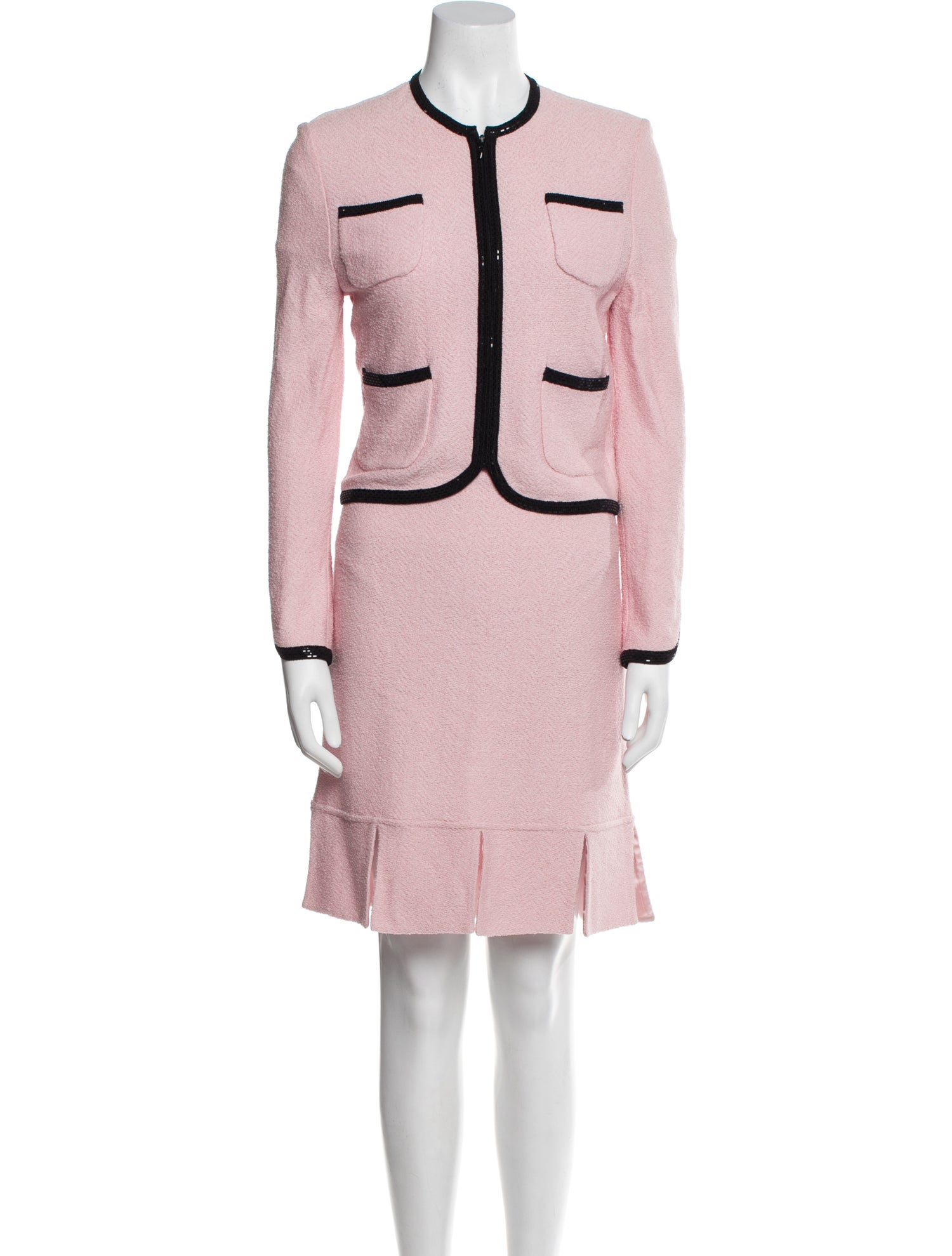 St. John Collection Wool Striped Skirt Set