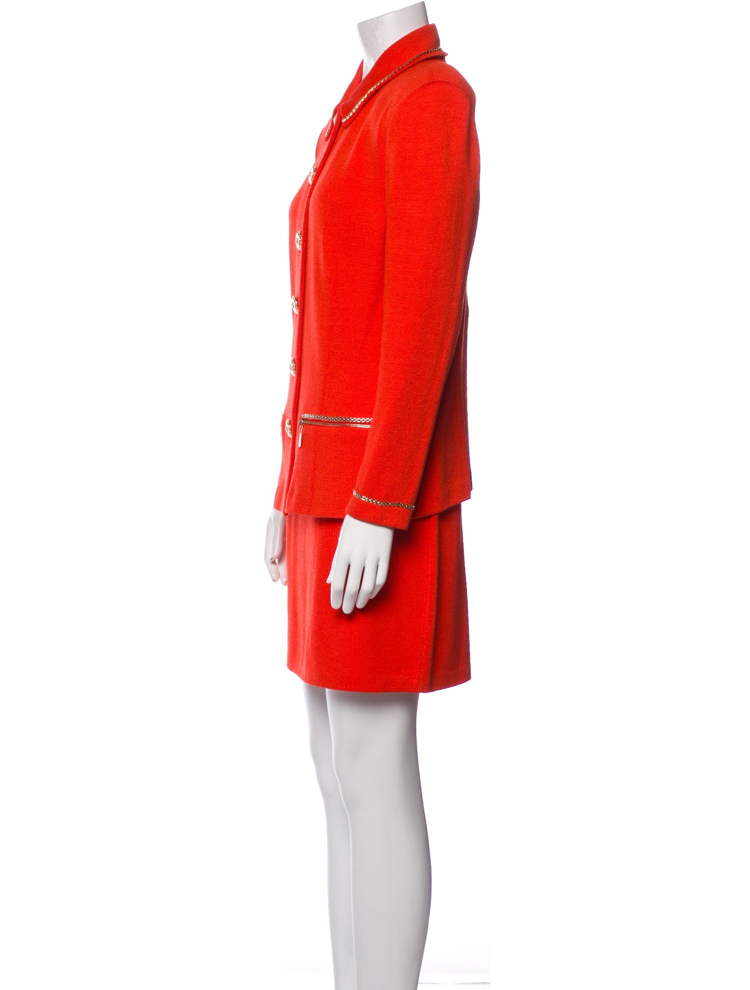 St. John Collection Chain-Link Accents Skirt Suit
