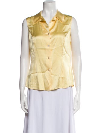 St. John Collection Silk Sleeveless Button-Up Top