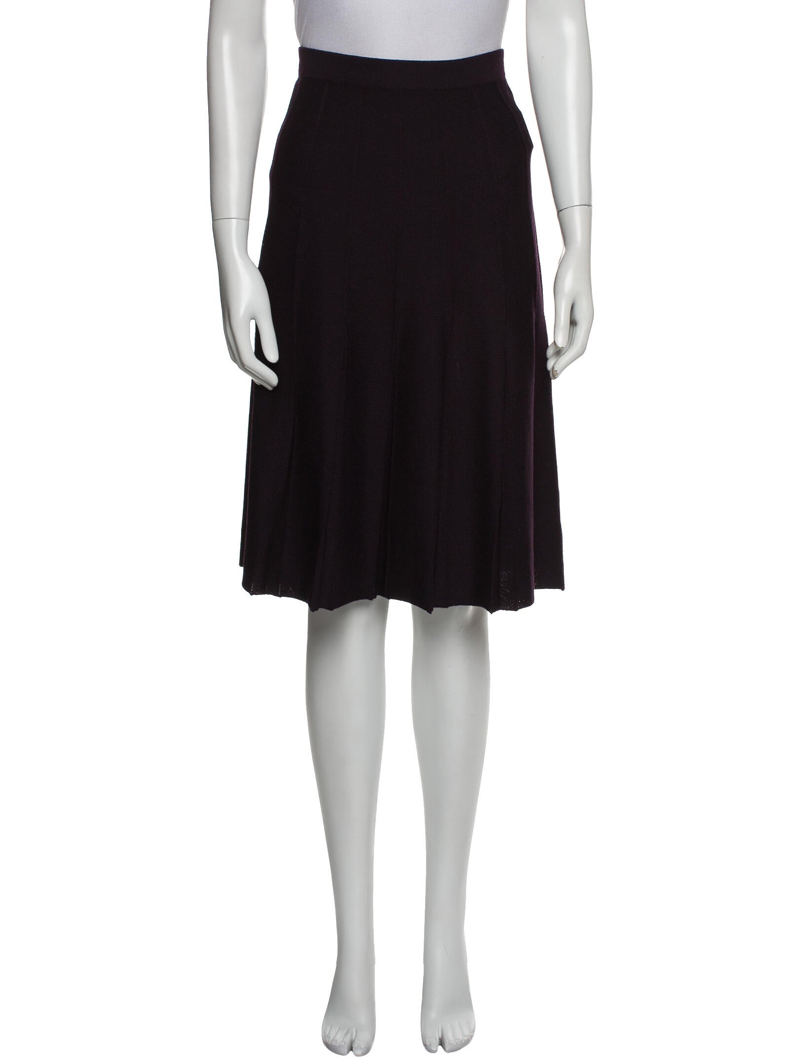 St. John Collection Pleated Accents Knee-Length Skirt