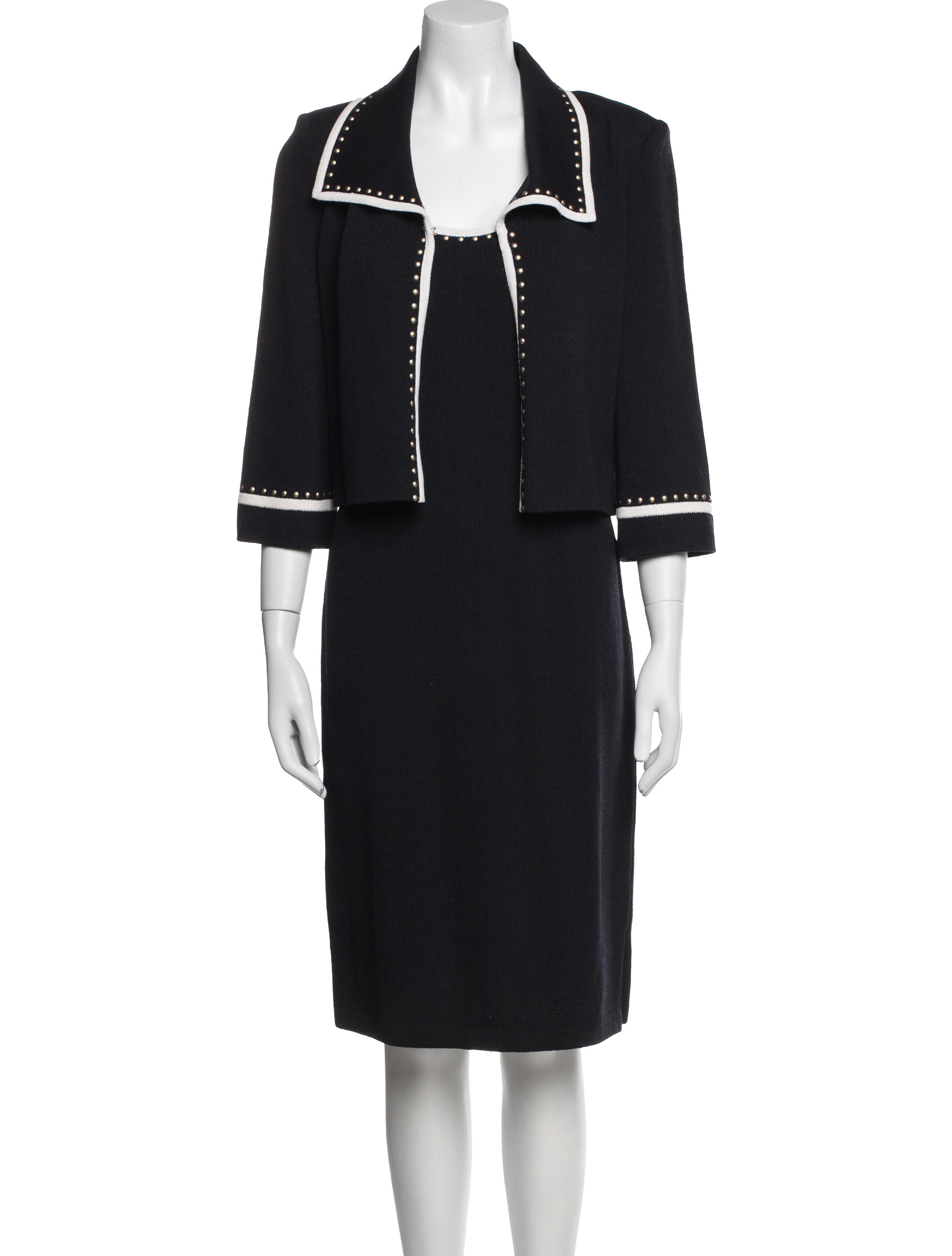 St. John Collection Wool Striped Dress Set