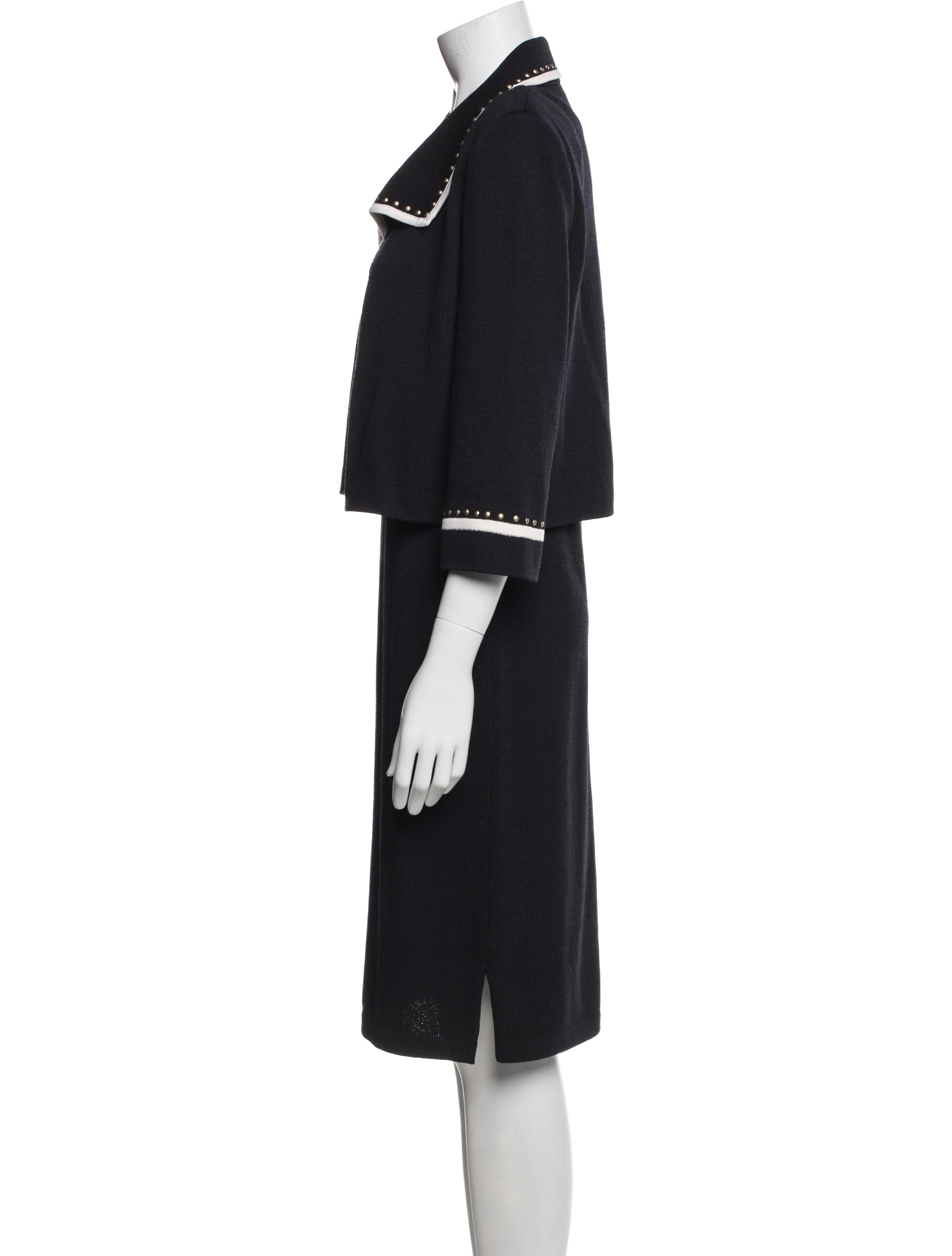 St. John Collection Wool Striped Dress Set