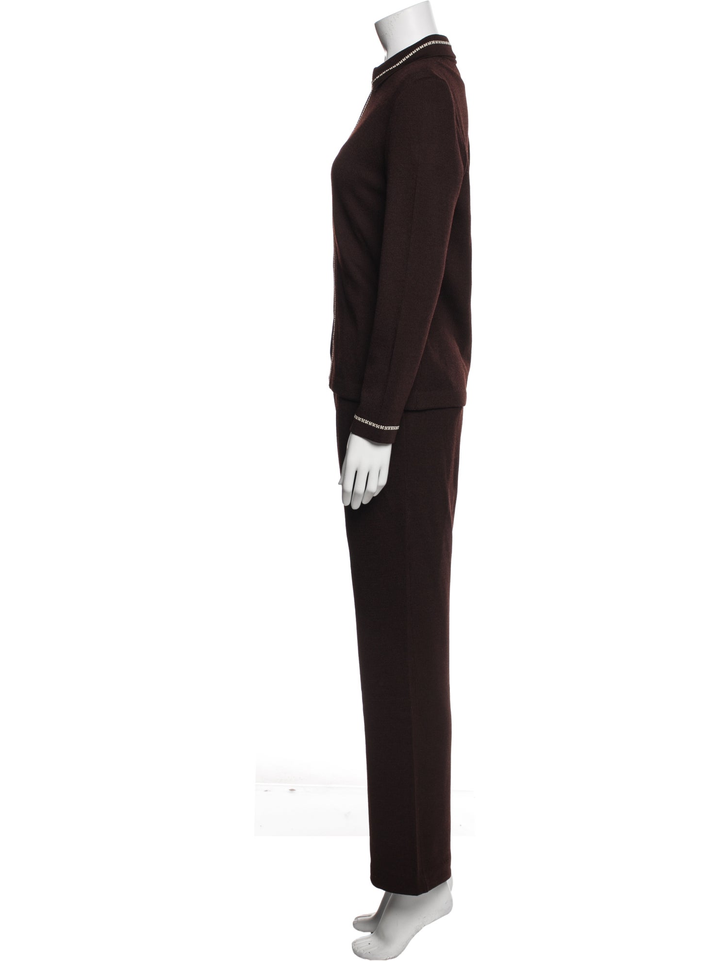 St. John Collection Wool Pleated Accents Pant Set