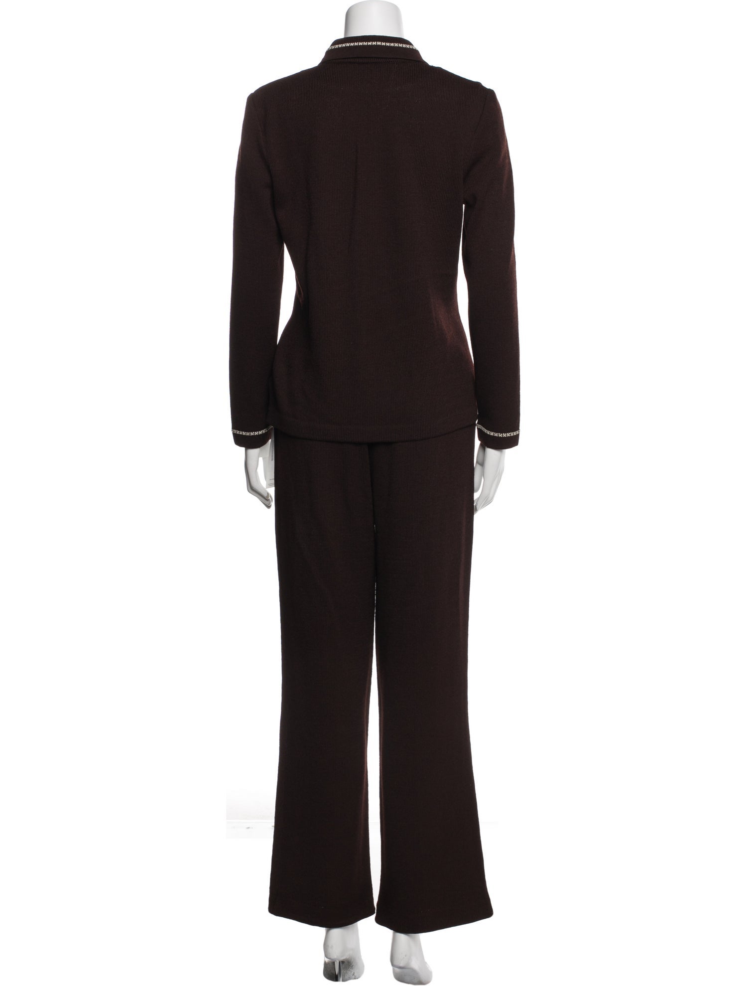 St. John Collection Wool Pleated Accents Pant Set