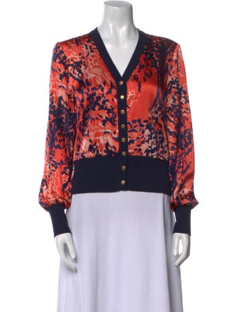 St. John Collection Printed V-Neck Sweater