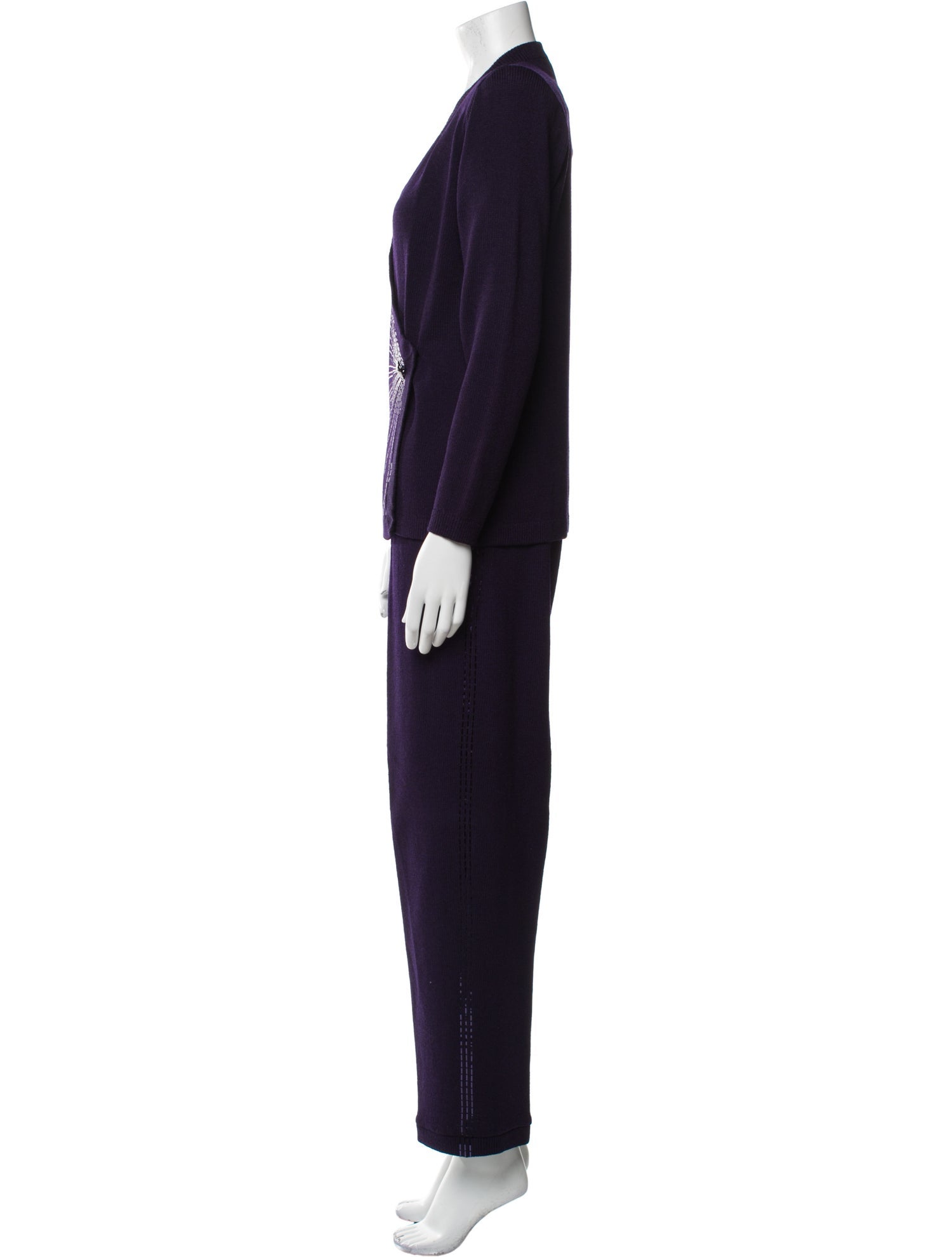 St. John Collection Wool Pleated Accents Pant Set