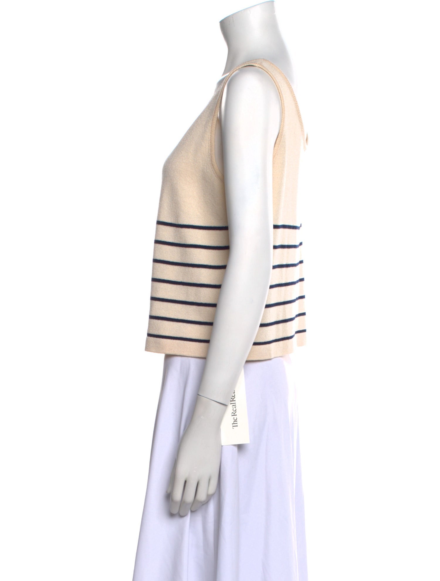 St. John Collection Striped Scoop Neck Crop Top