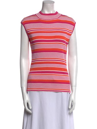 St. John Collection Striped Mock Neck Top