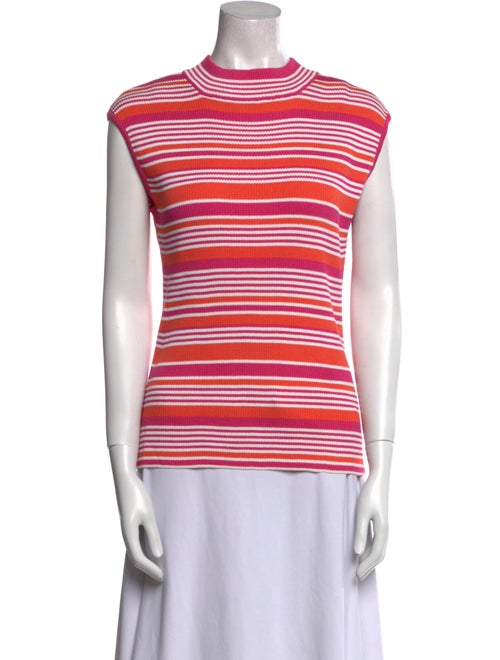 St. John Collection Striped Mock Neck Top