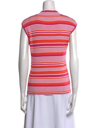 St. John Collection Striped Mock Neck Top