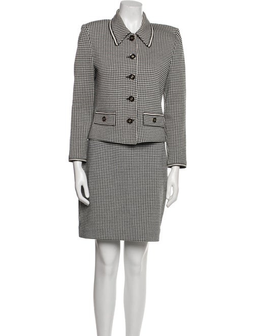 St. John Collection Wool Houndstooth Print Skirt Suit