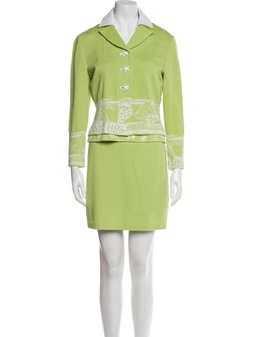 St. John Collection Wool Graphic Print Skirt Set