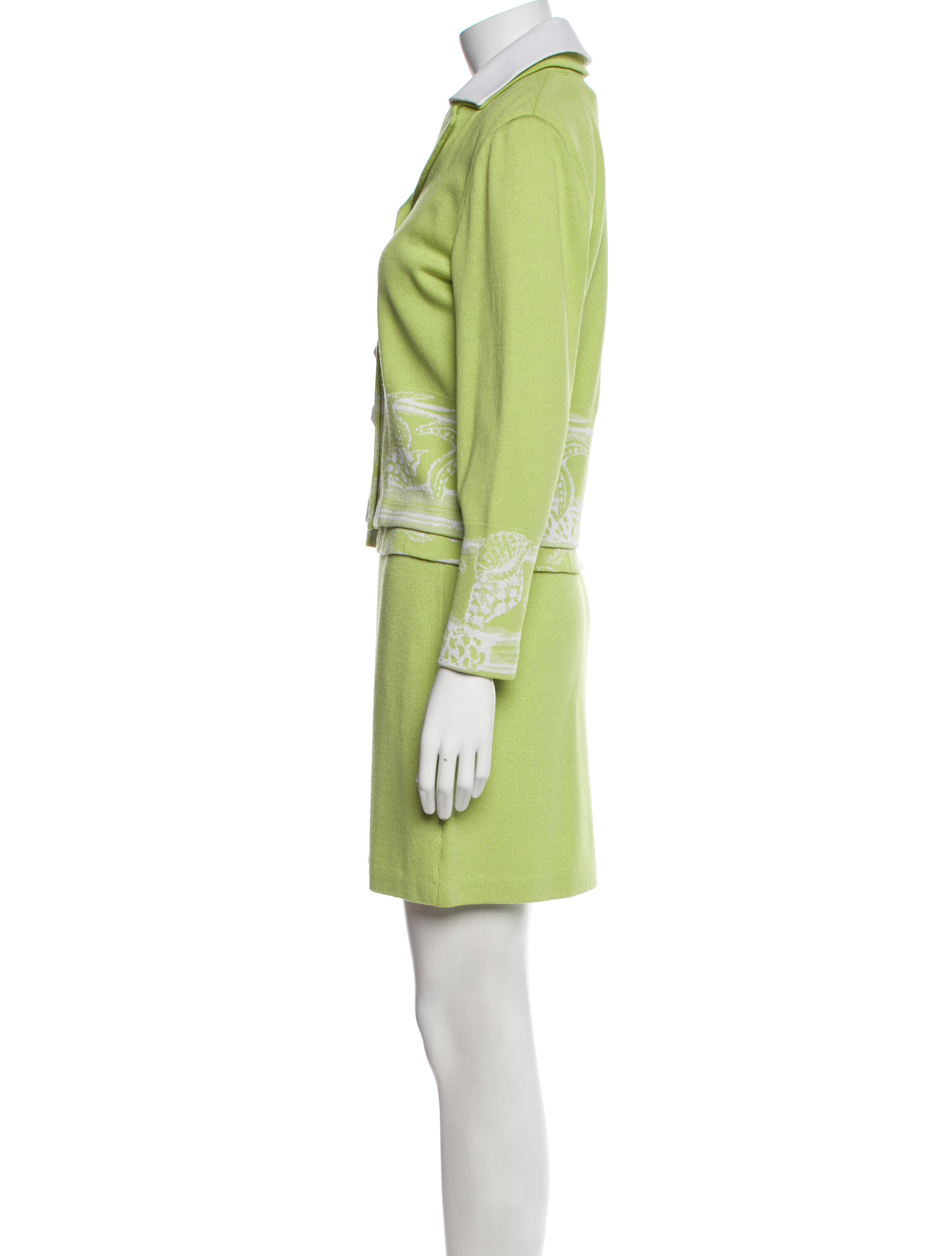 St. John Collection Wool Graphic Print Skirt Set