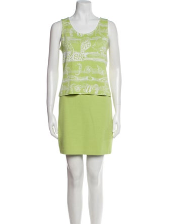 St. John Collection Wool Graphic Print Skirt Set