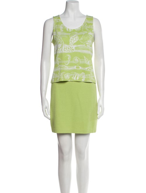 St. John Collection Wool Graphic Print Skirt Set