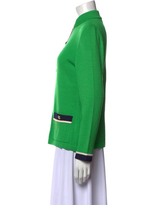 St. John Collection Wool Colorblock Pattern Button-Up Top