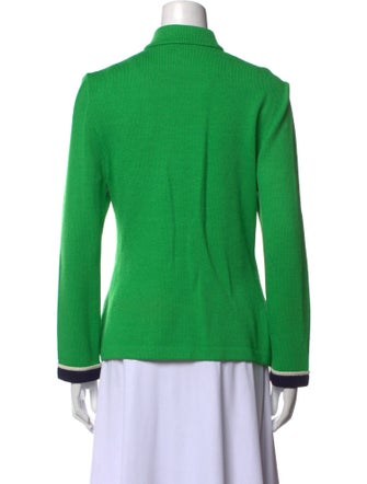 St. John Collection Wool Colorblock Pattern Button-Up Top