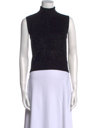 St. John Collection Turtleneck Sleeveless Crop Top