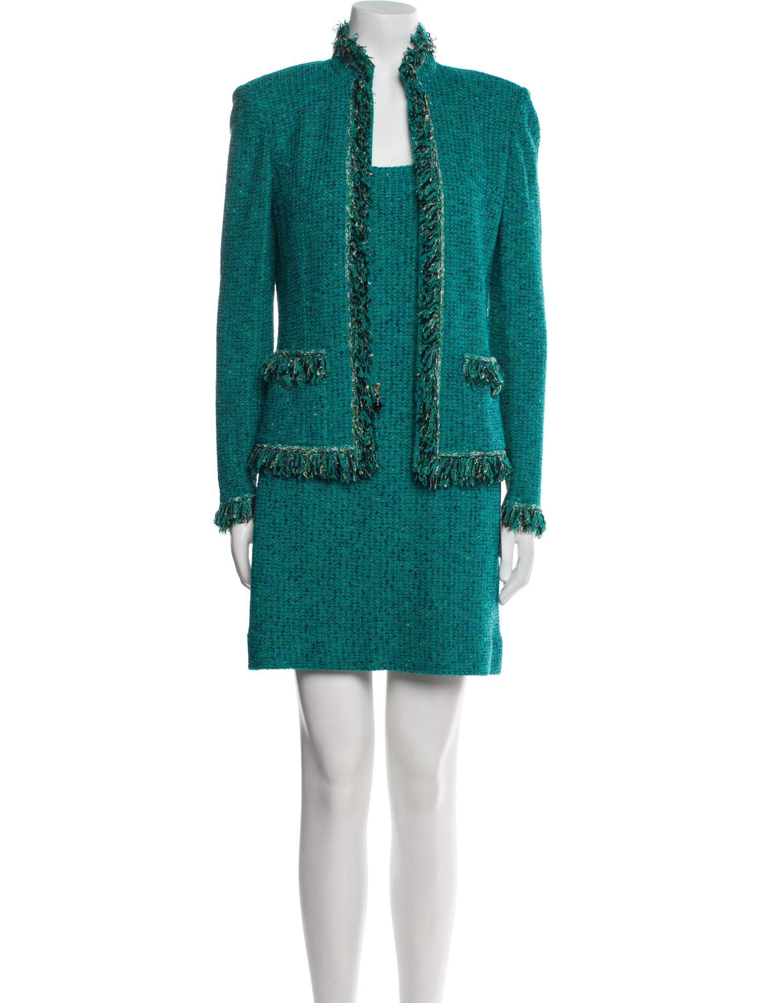 St. John Collection Wool Tweed Pattern Dress Set