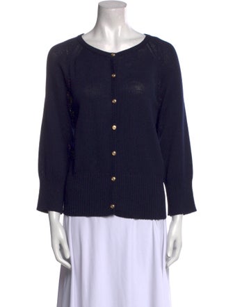 St. John Collection Wool Scoop Neck Button-Up Top