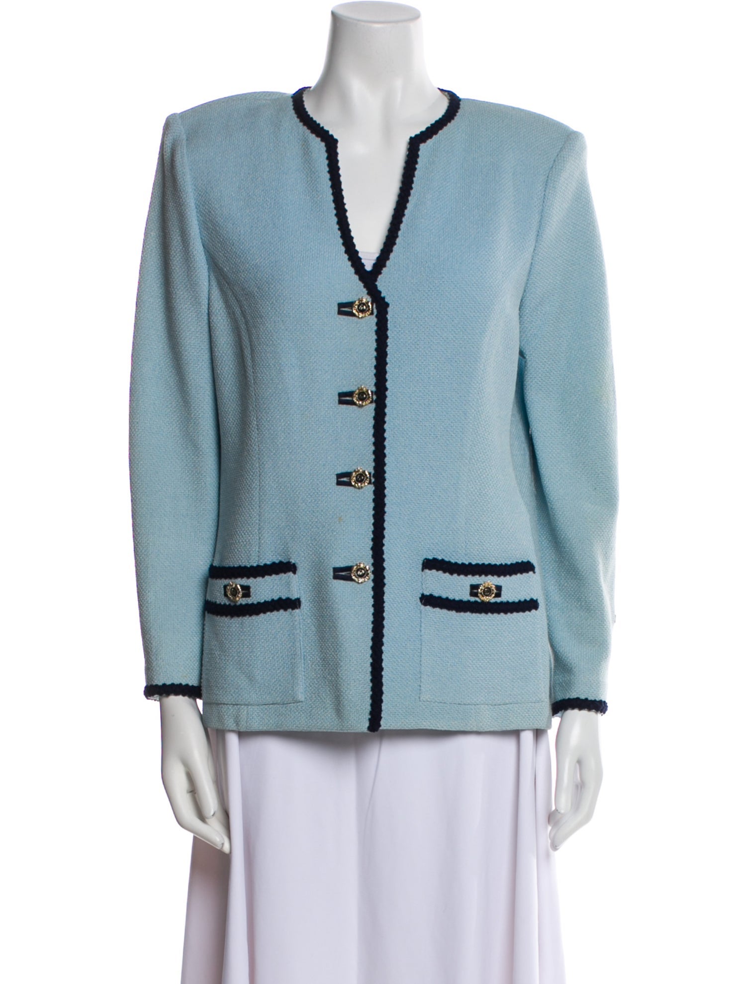 St. John Collection Printed V-Neck Sweater